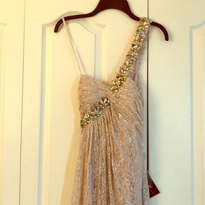 NEVER WORN WITH TAGS blush and silver prom dress